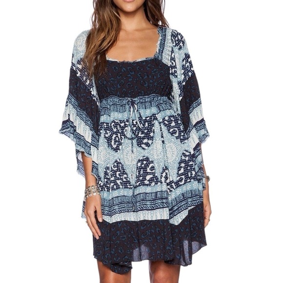 Free People Dresses & Skirts - Free People Blue & Navy Printed Mini Dress